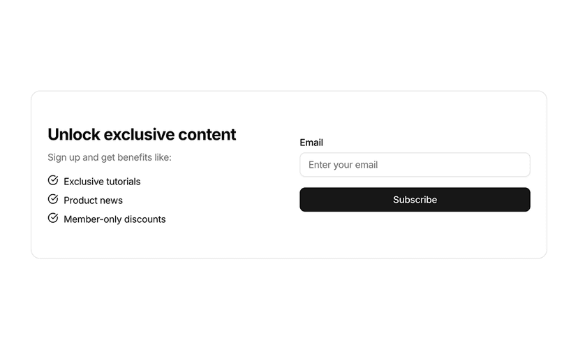 shadcn newsletter sections